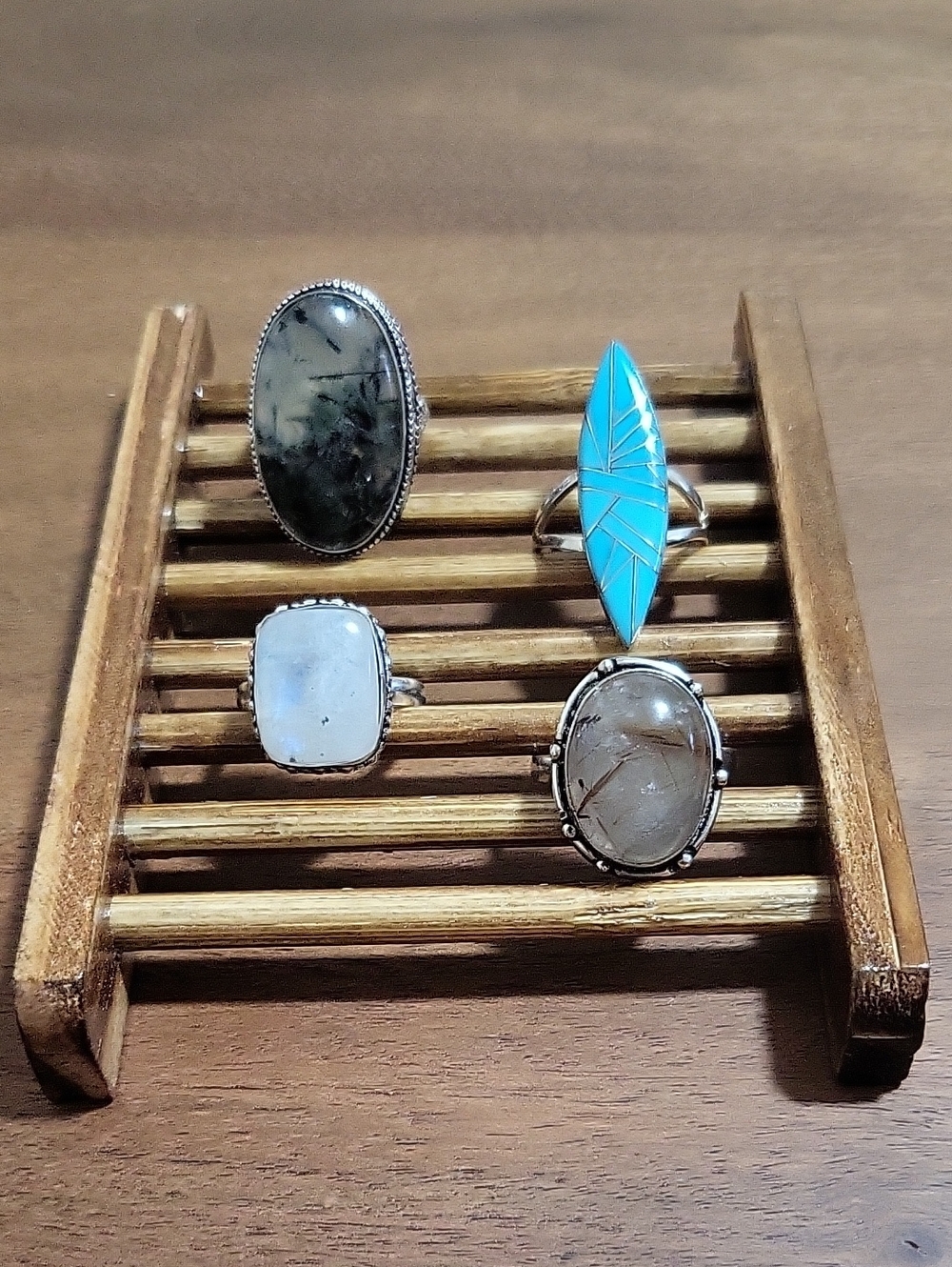 Lot of Four Rings With Gemstones All Marked 925 or Sterling Sizes 8-10